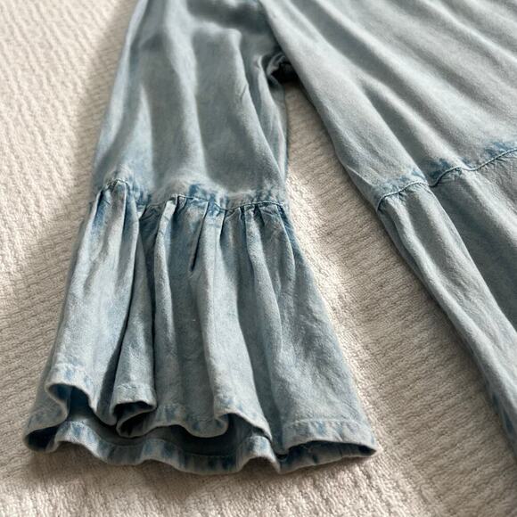 D&KADE Blue Jean Dress Baby Doll Boho Medium M Flowy Tunic Top - Picture 6 of 9